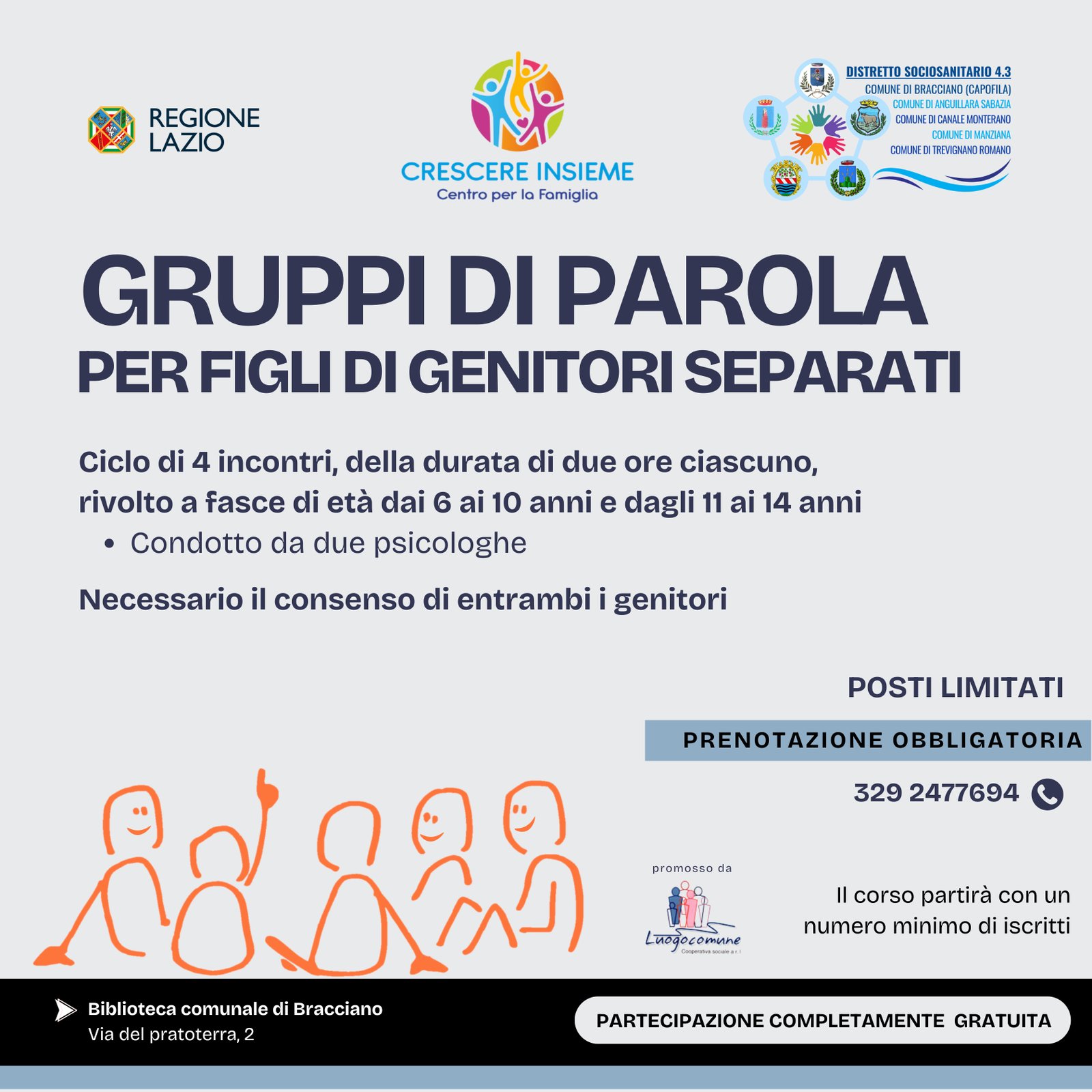 Gruppo di parola per figli di genitori separati, al via una nuova attività del Centro per la Famiglia Crescere Insieme