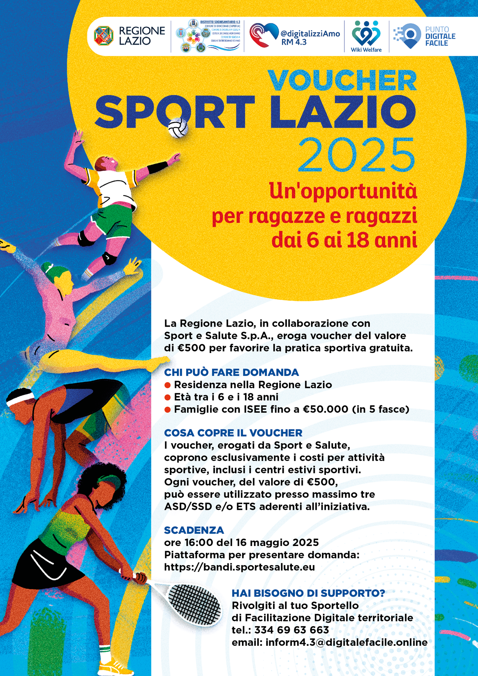 Voucher Sport Regione Lazio 2025, un’opportunità per ragazze e ragazzi dai 6 ai 18 anni